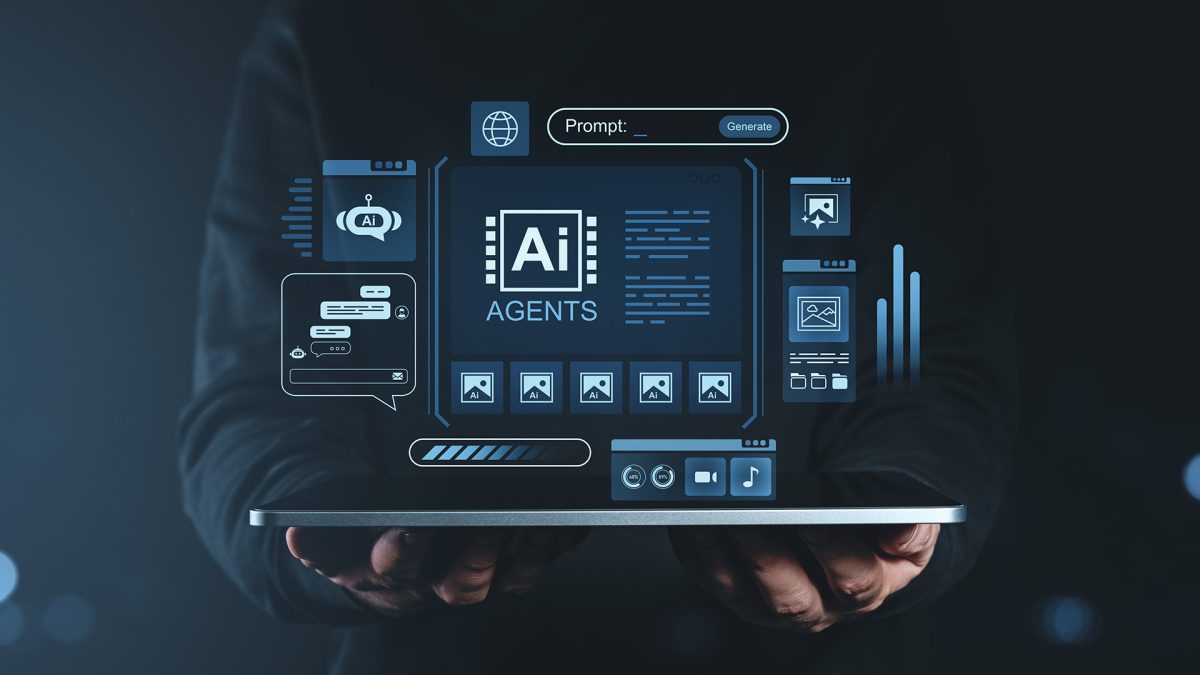 Una persona trabajando junto a un agente de IA en una tablet